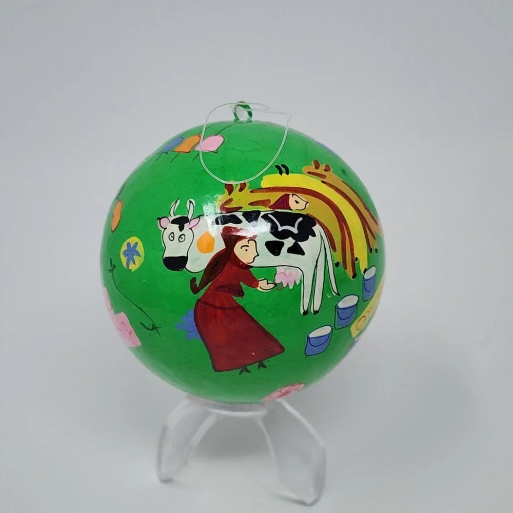 Crate & Barrel Twelve Days Of Christmas Ornament Day 8 Maids a Milking VTg 3" - Picture 2 of 6